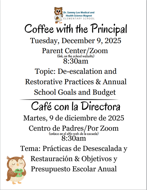Coffee with the Principal - Click here to join on Zoom Featured Photo