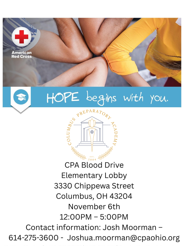 CPA Blood Drive Flyer with details that are in the post