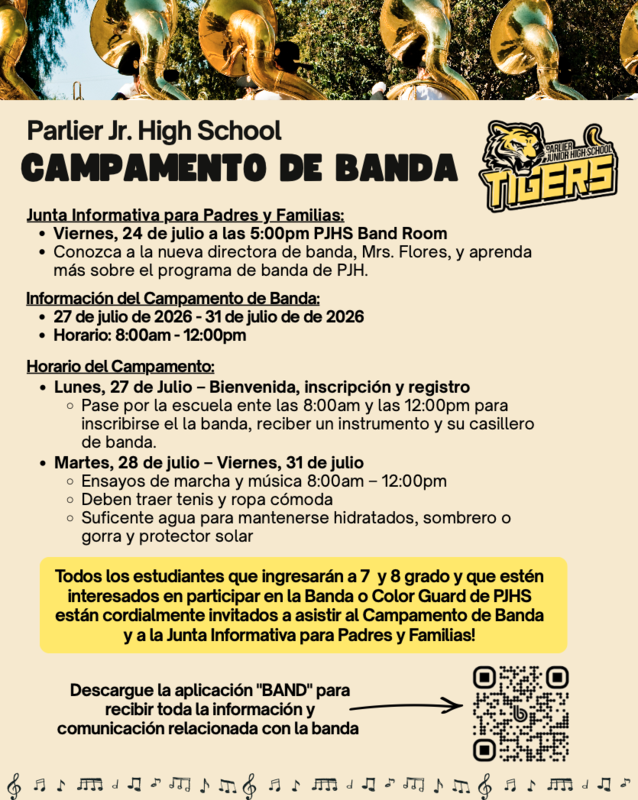 PJHS Band Camp SPAN Flyer