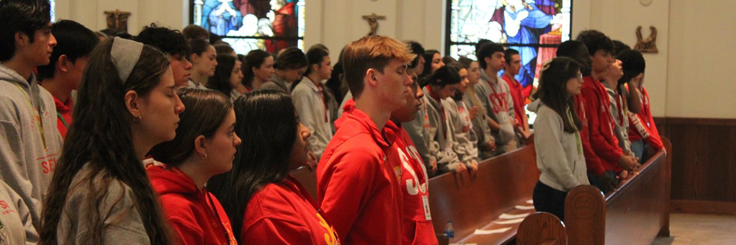 Students at Mass