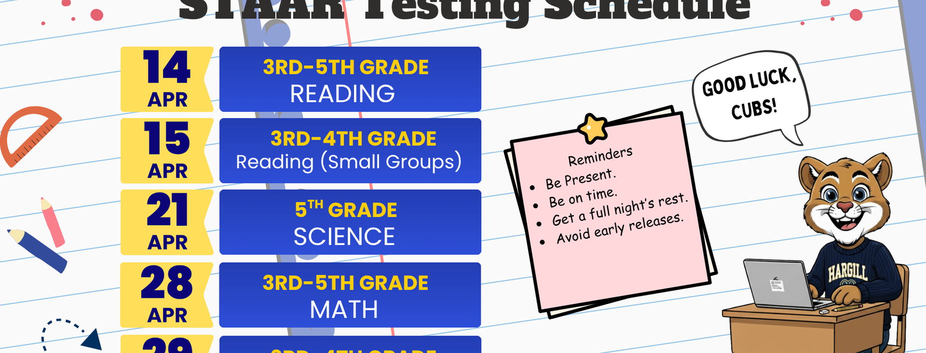 STAAR Testing Schedule