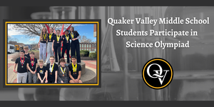 Image announces student participation in the regional Science Olympiad Tournament and depicts a large group of students smiling with medals around their necks.