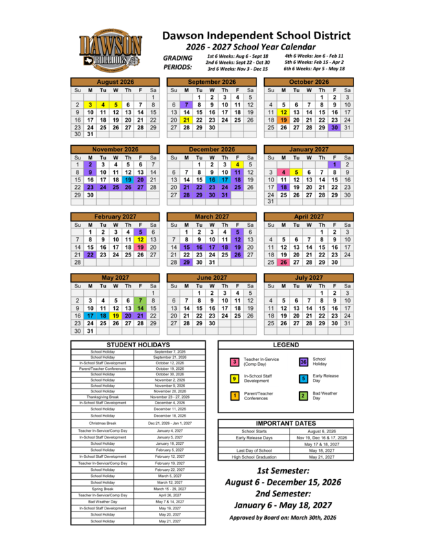 2026 - 2027 School Year Calendar Featured Photo