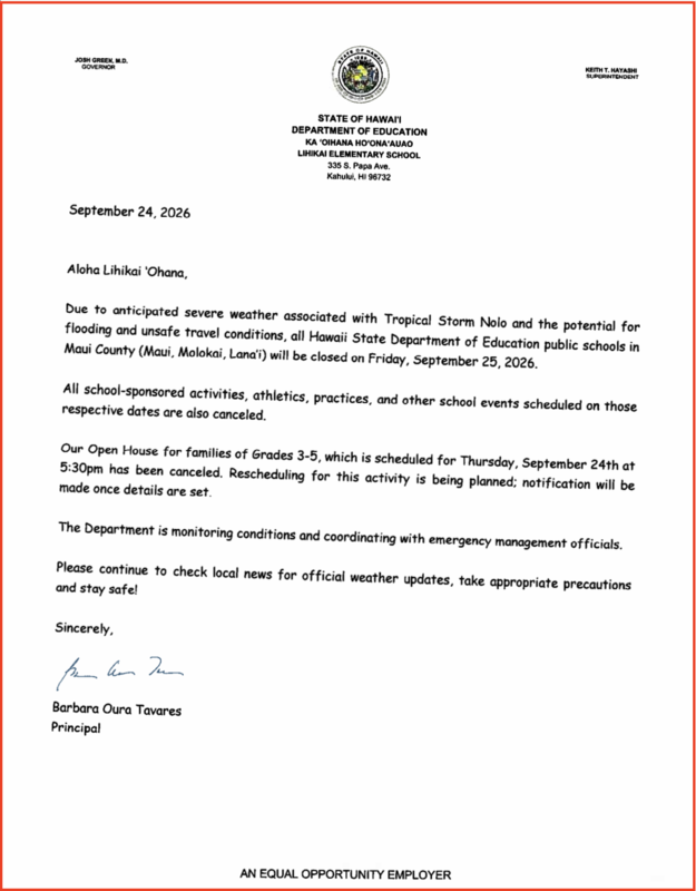 parent letter
