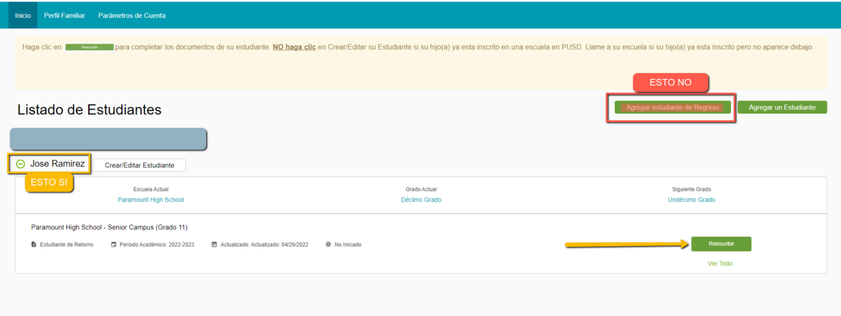 STUDENT DASHBOARD SPANISH