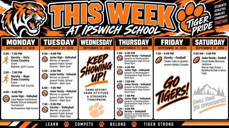 List of activities for the week