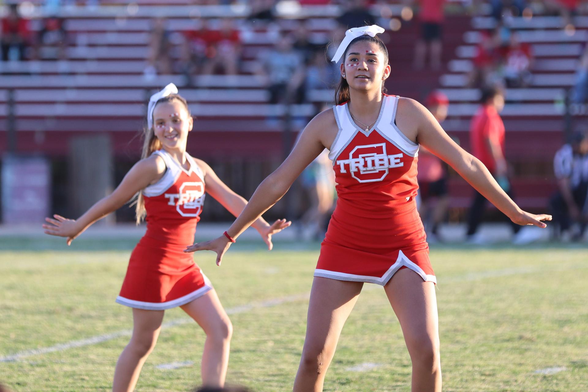 junior varsity cheerleaders at the Kerman game