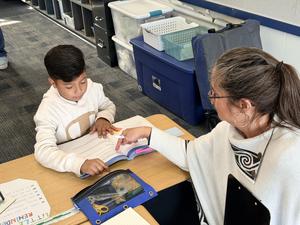 Student engaged in learning.