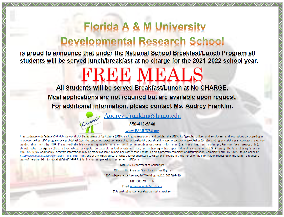 Free Meals _ Cafeteria _ Website Poster _ 2021-22