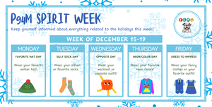 English- Blue snowflake theme with 5 boxes with icons in them