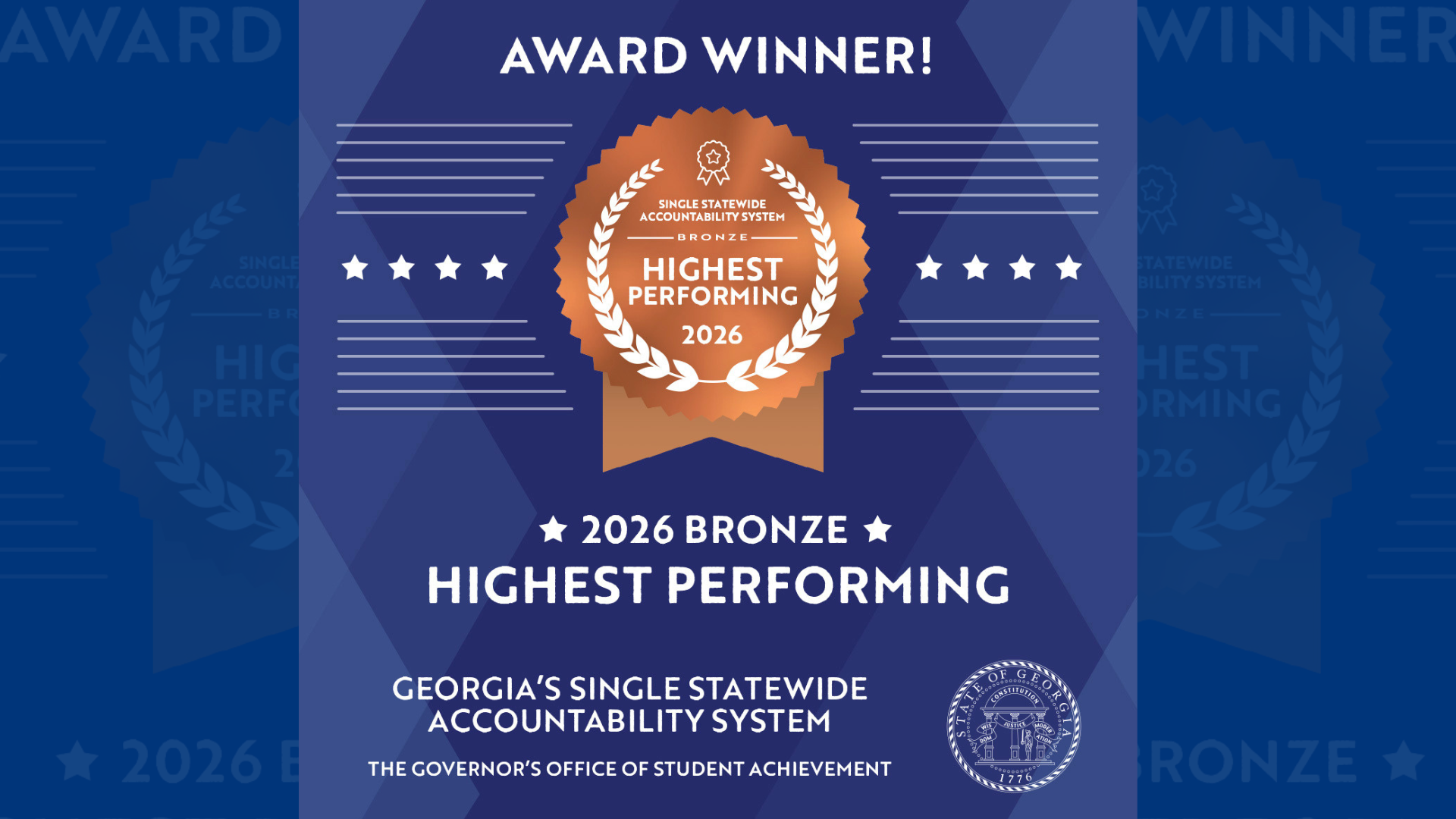 Award certificate for 2026 Highest Performing status with bronze emblem.