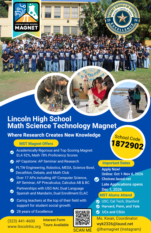 8th Graders, Apply to our Math, Science and Technology Magnet