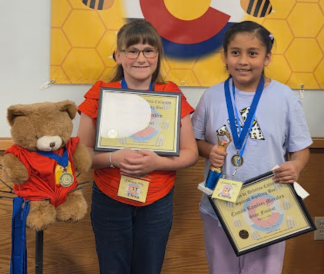GVA North students holding awards from Colorado State Spanish Spelling Bee