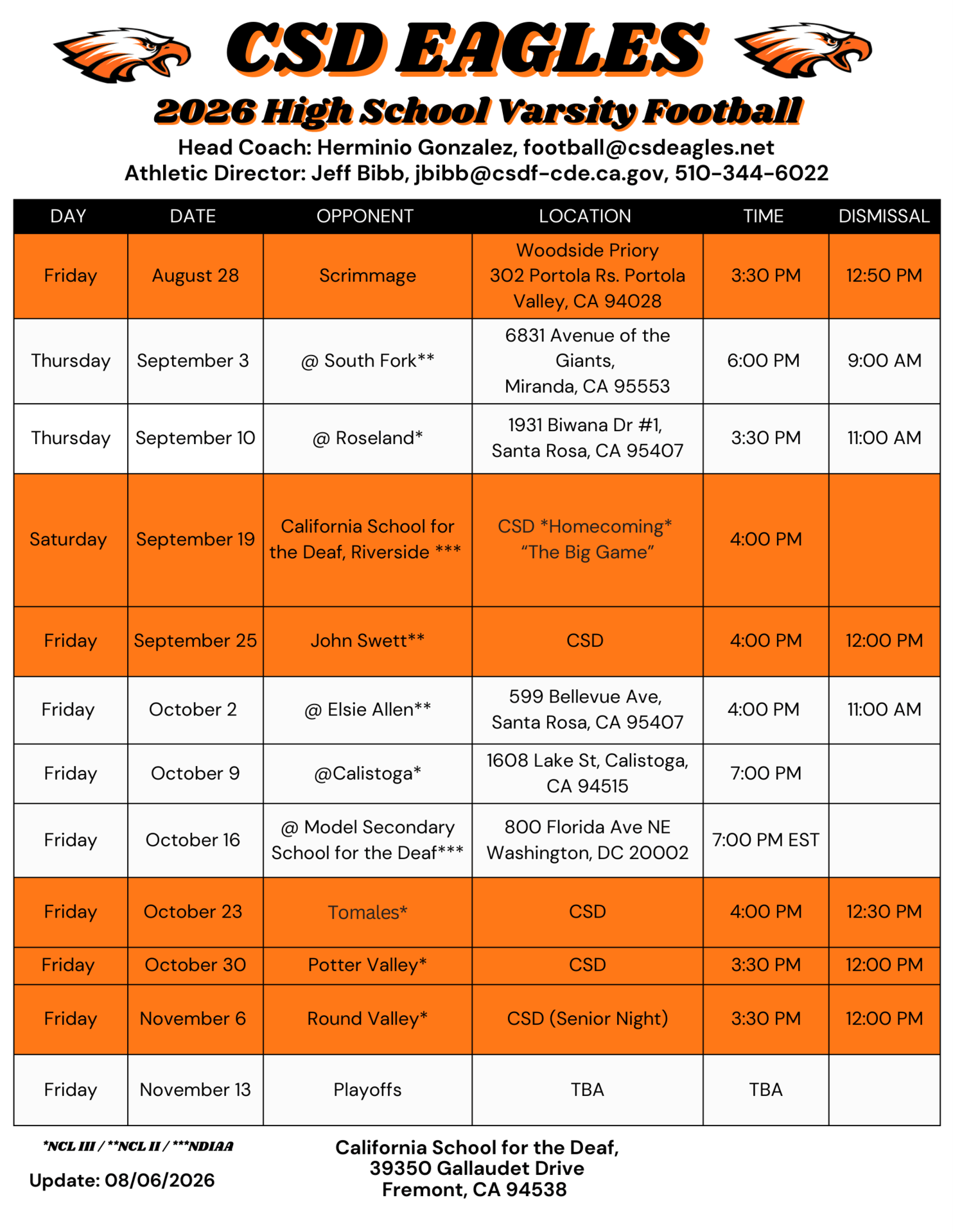 Football Schedule