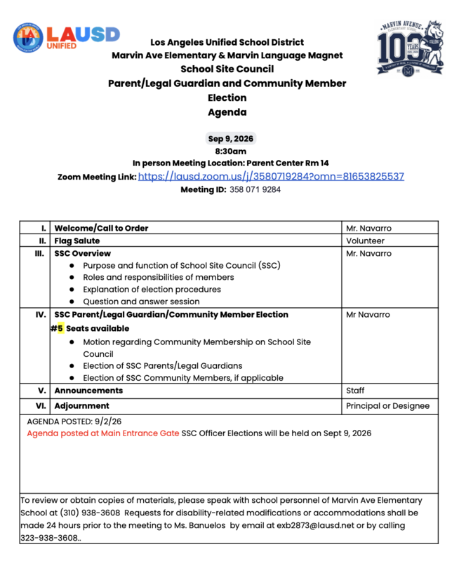 SSC agenda