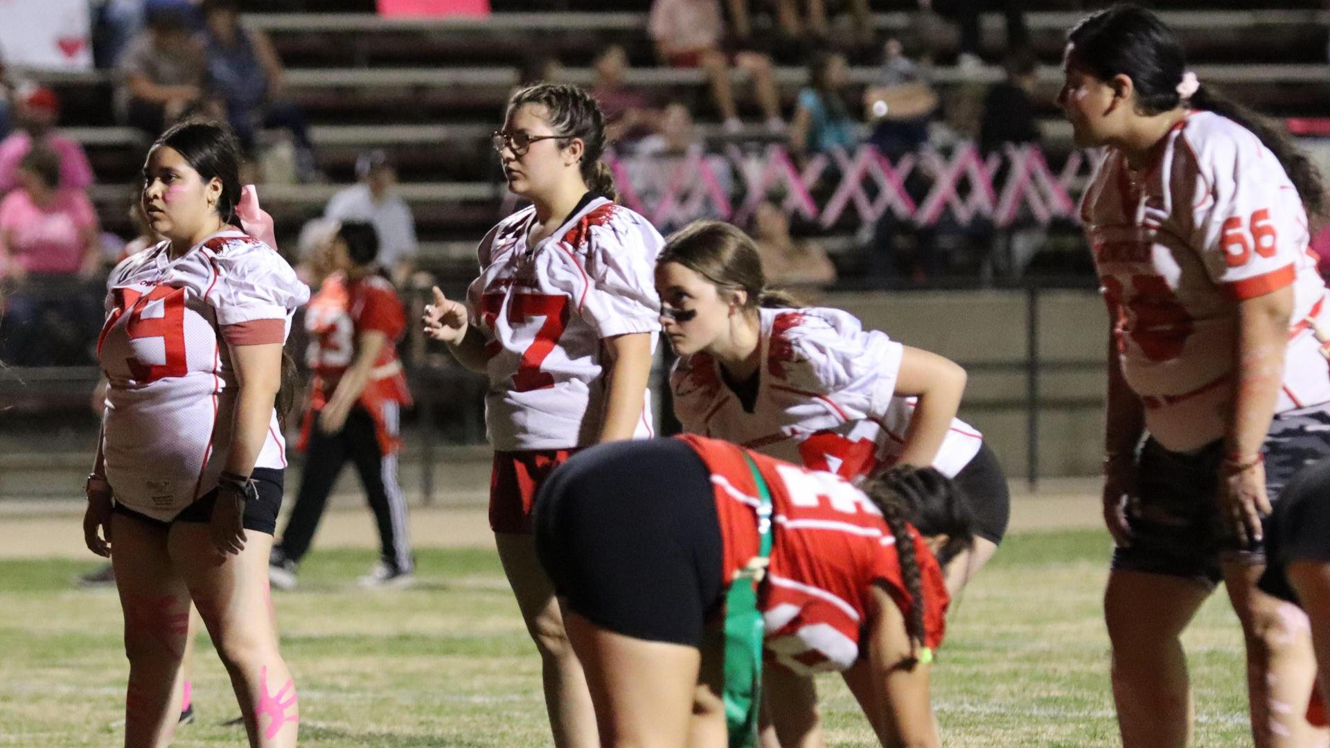 girls playing flag football
