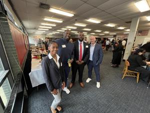 student with professionals