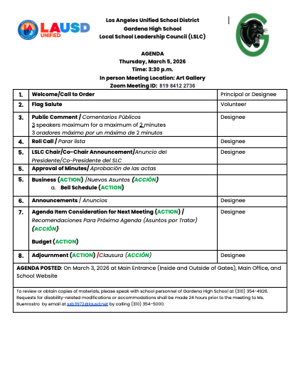 3/5/26 - LSLC Agenda