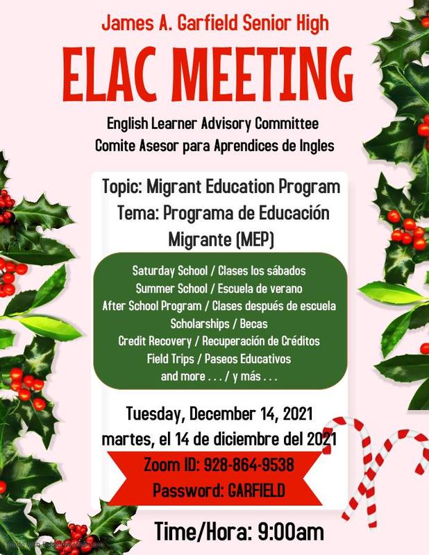 ELAC Meeting | James A. Garfield Senior High School