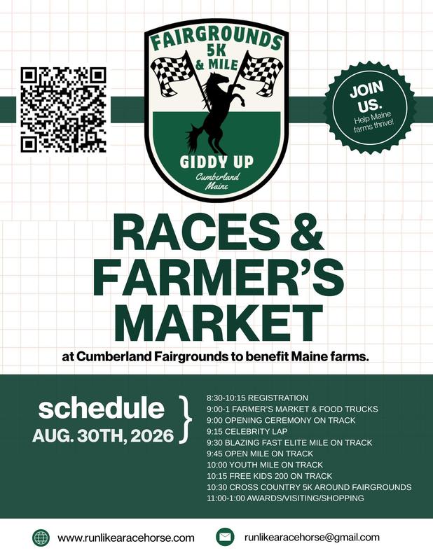 event overview flyer for the Races & Farmers Market