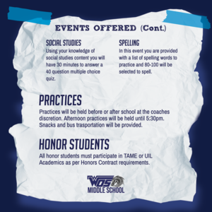 Final page summarizing practices and honor student participation in UIL Academics.