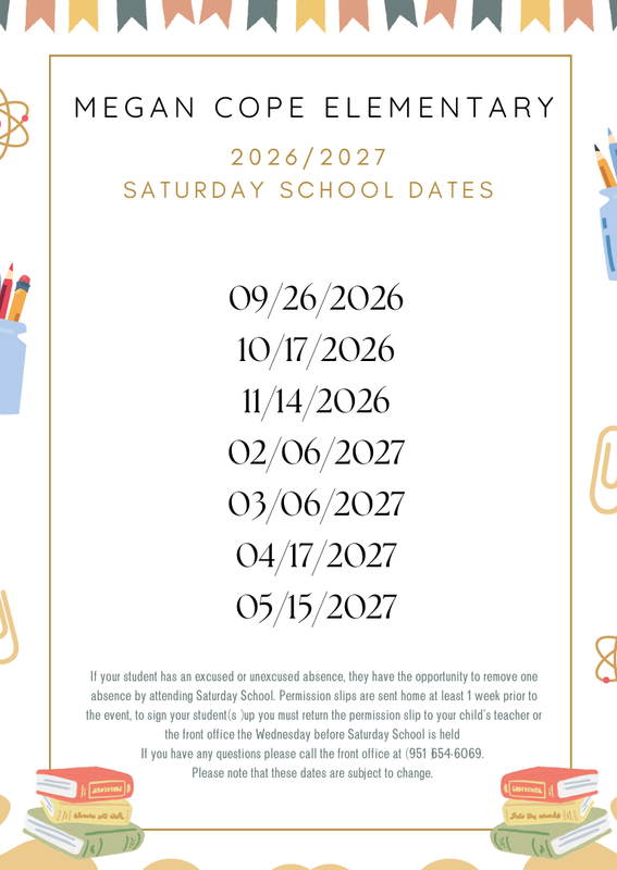 Saturday School Dates Flyer