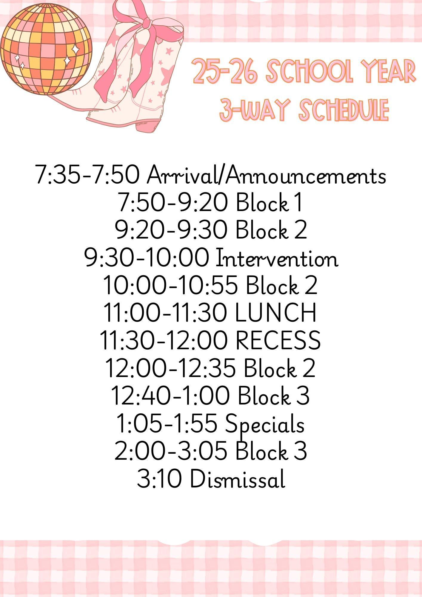 Our Schedule