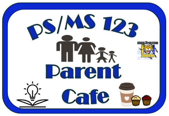Parent Cafe Logo with a family in the middle 