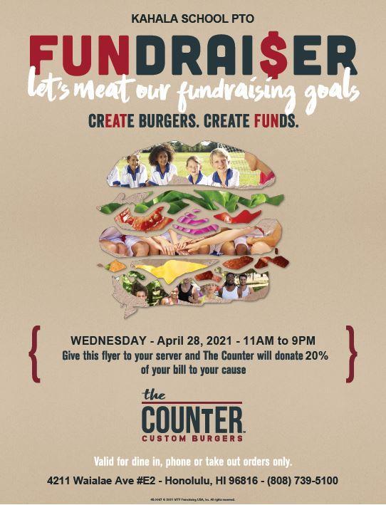 Fundraiser at The Counter 4/28/21 - 11 am to 9 pm