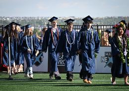 Students walking at graduation