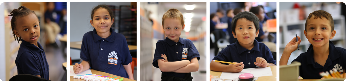 Collage of five individual student portraits