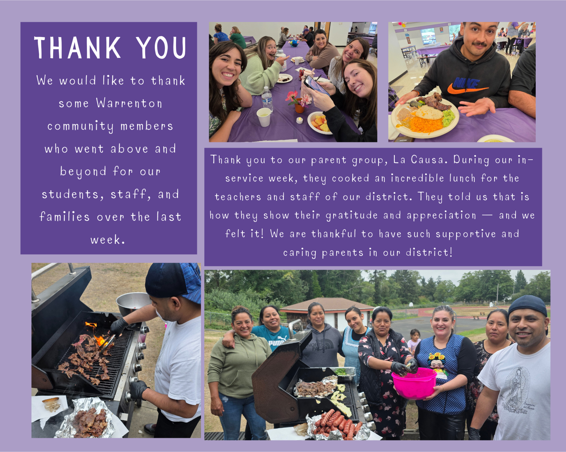 Thank you to our community partners and families.