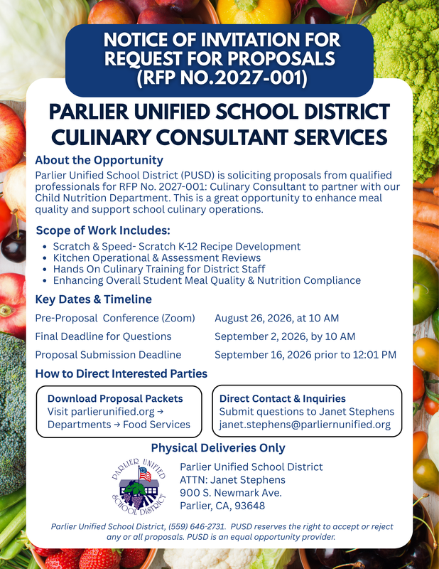 RFP with fruits and vegetables in the background