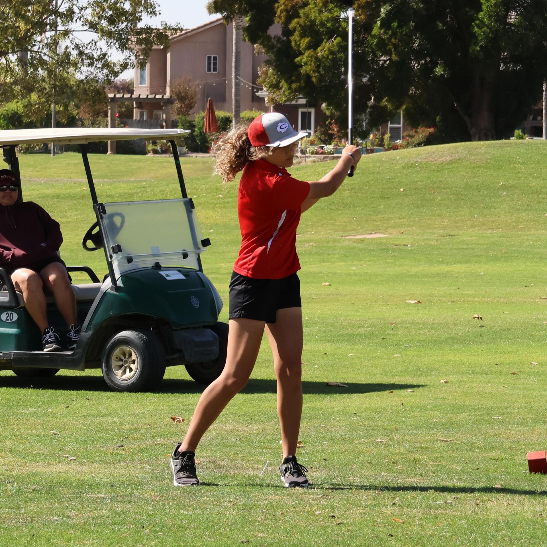 Girls golfers in action at the championships