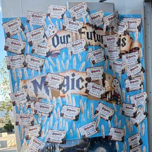 door filled with Hogwarts, I'm going to college notes
