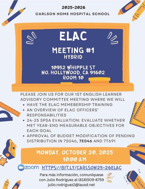 25-26 CHHS 1st ELAC Meeting flyers NEW DATE 102025 ENG