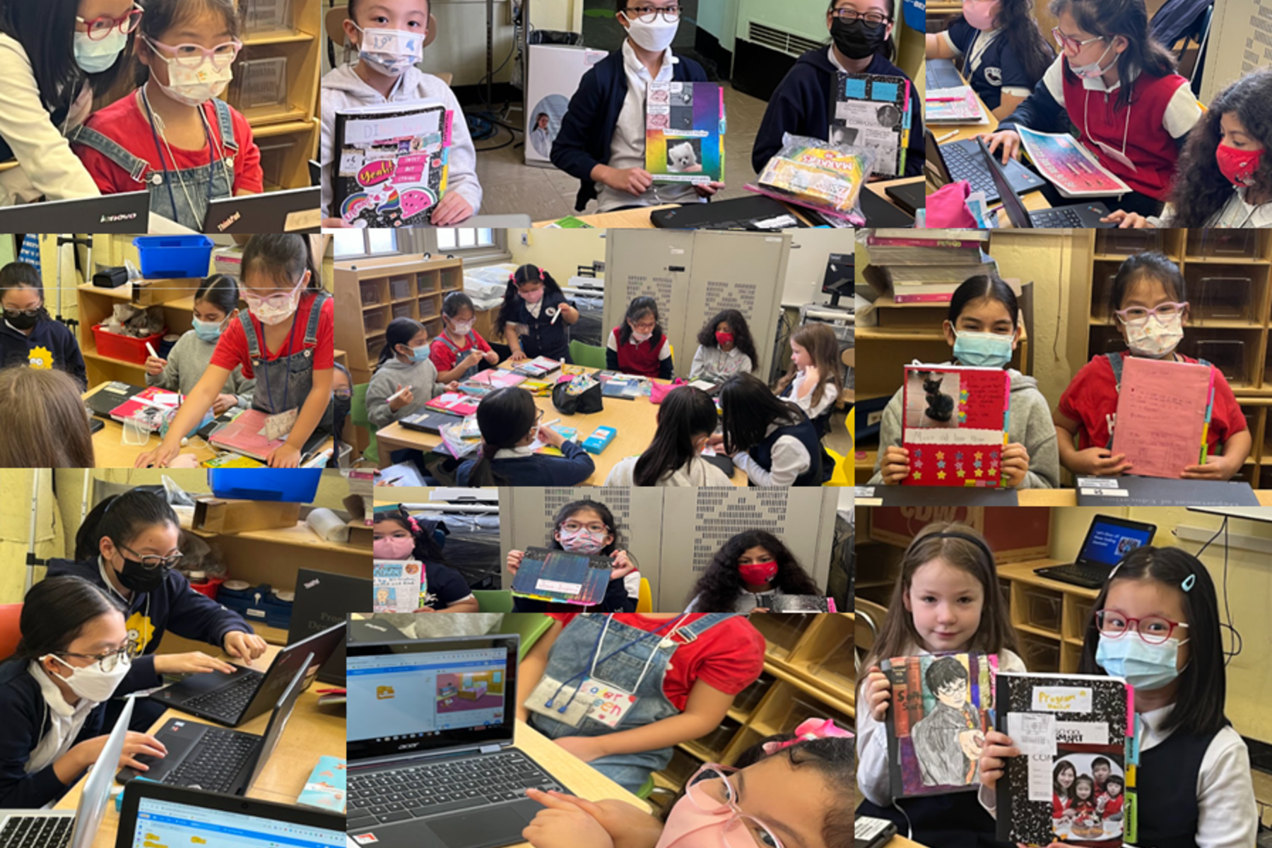 Collage of students engaged in various activities, showcasing school projects and teamwork.