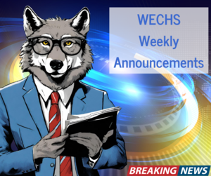 Cartoon wolf reading the news.