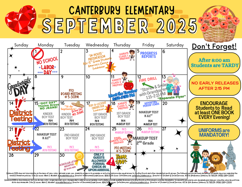 Canterbury SEPTEMBER 2025 Calendar