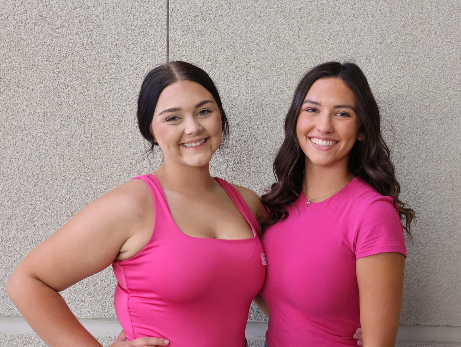 students dressed in pink to show school spirit