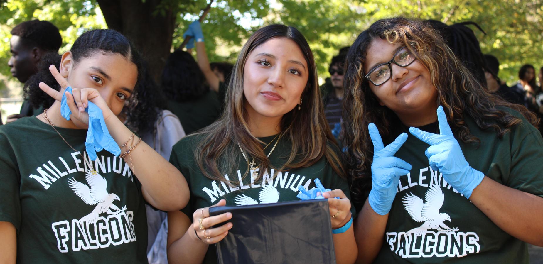 Students posing in the park