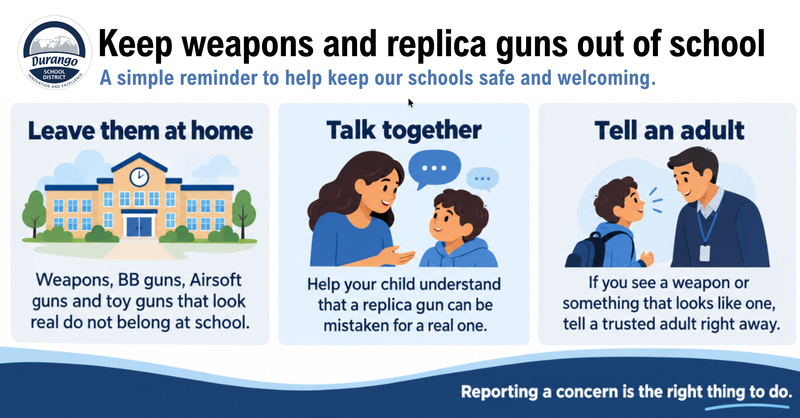 Reminder to families to keep weapons and replica guns out of school