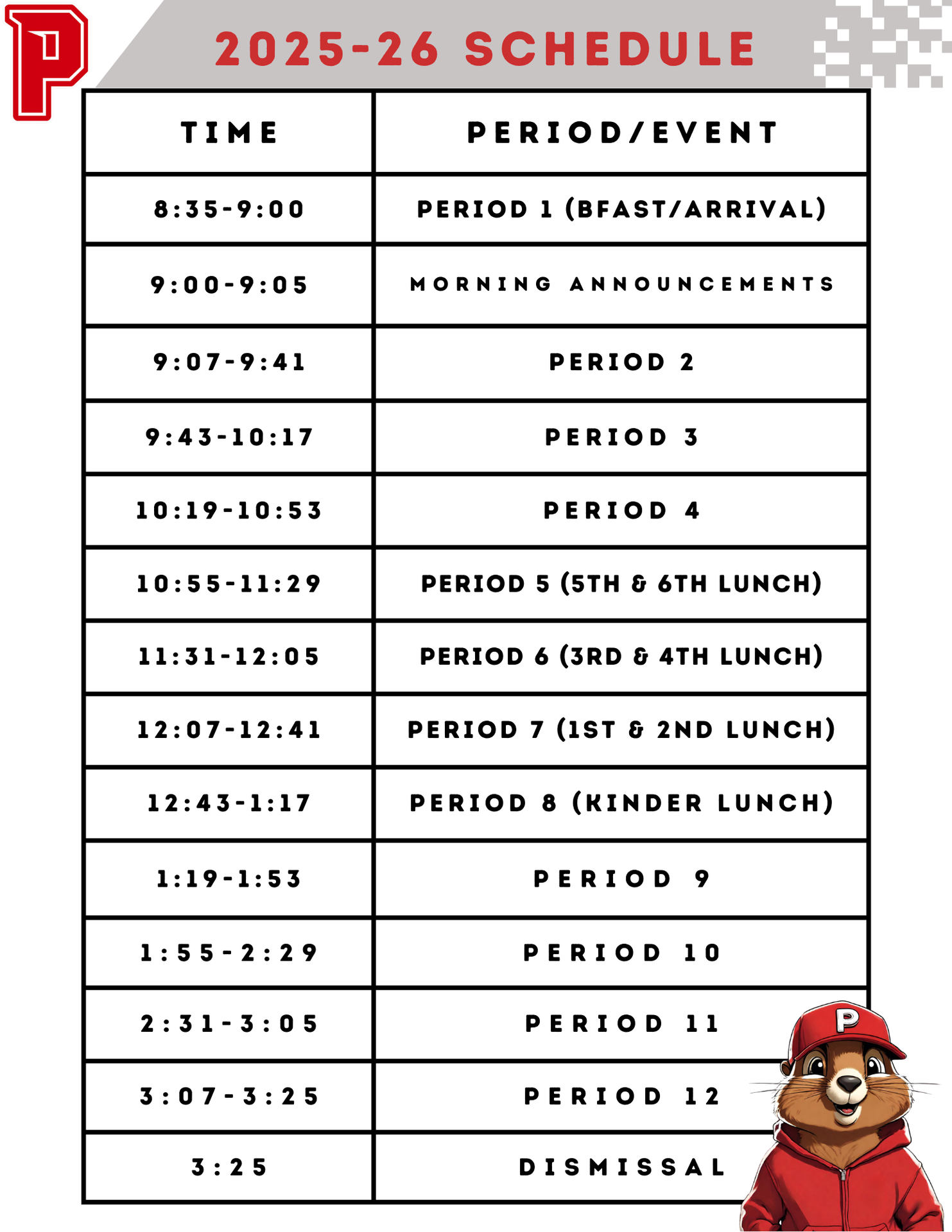 regular schedule