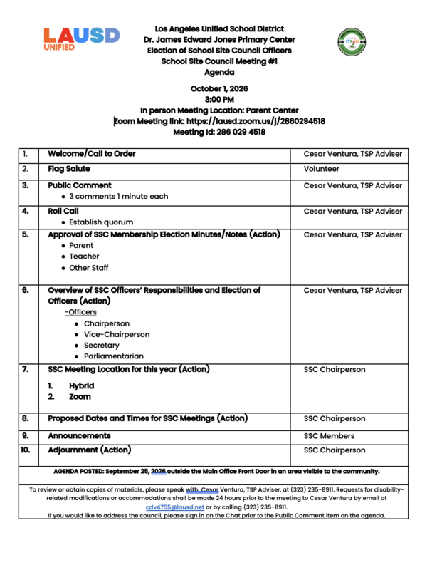 10-1-26 SSC Officer Elections