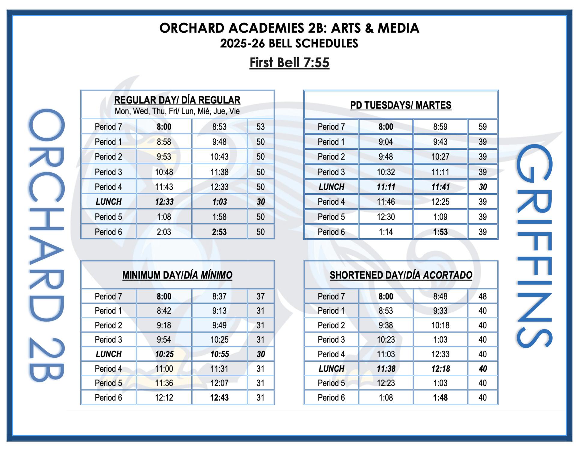 Bell Schedule 2025-26
