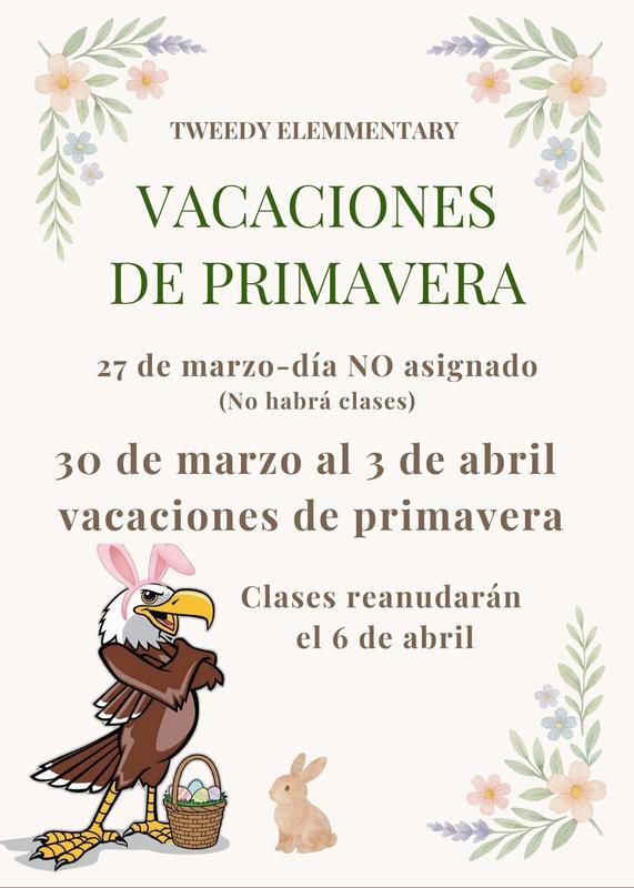 Spring Break flyer in Spanish
