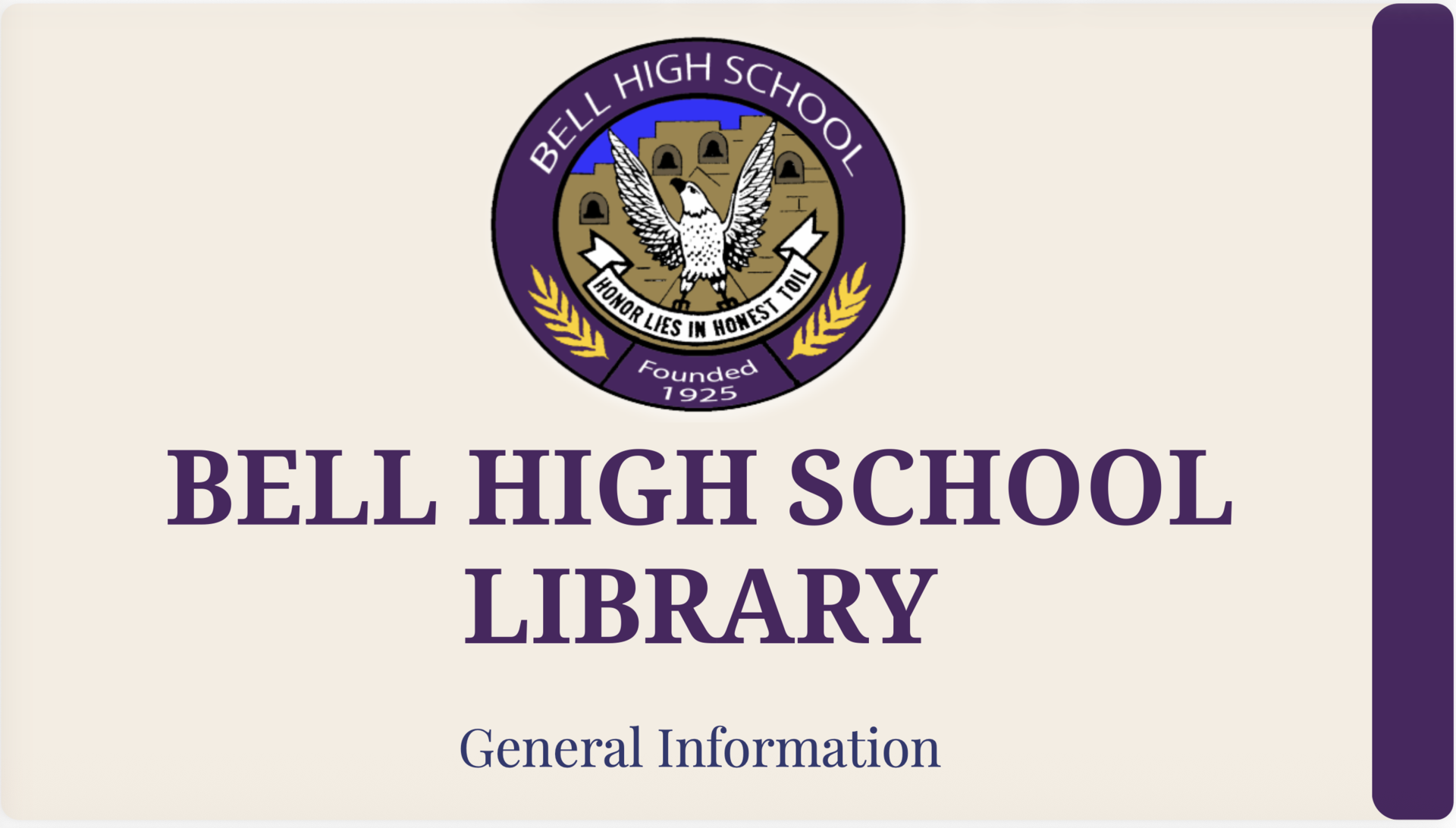 Bell High School Library General Information