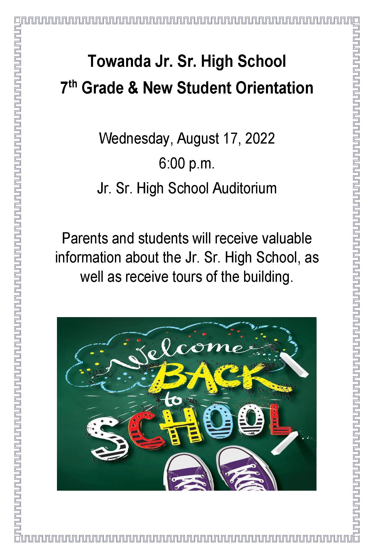 7th Grade and New Student Orientation Towanda Area School District