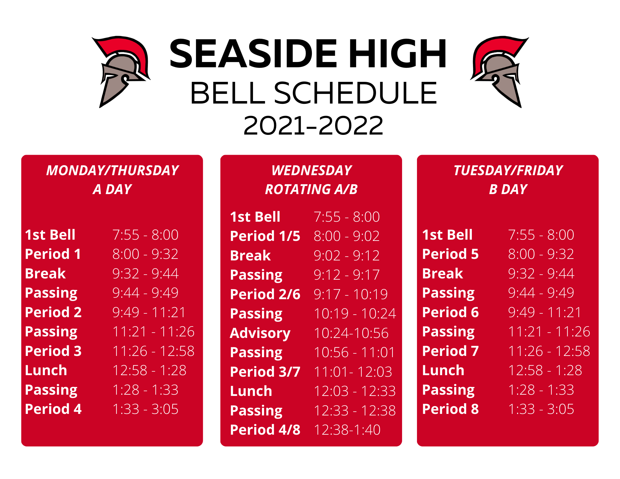 Bell Schedule Students Seaside High School Bell Schedule Students Seaside High School