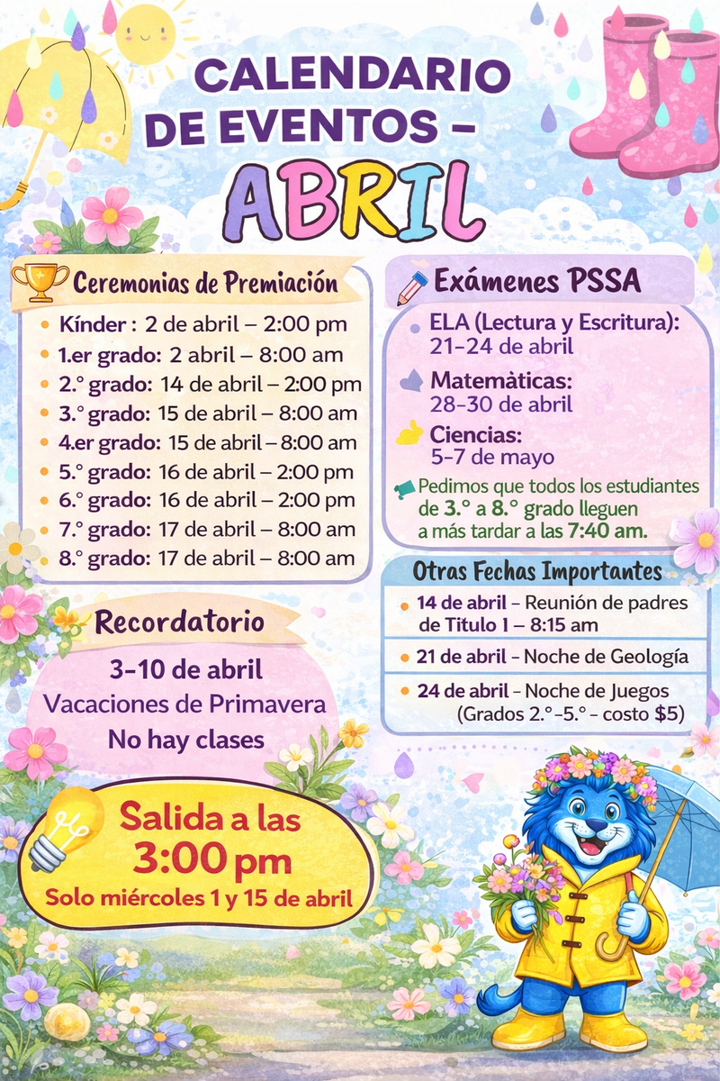 April Calendar Spanish